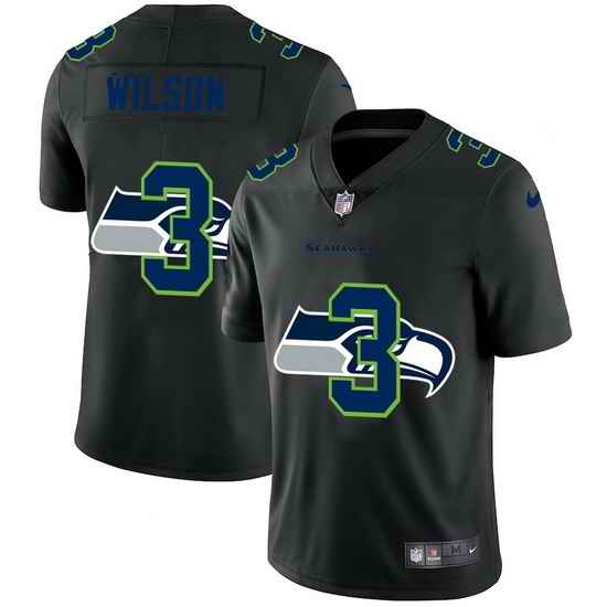 Seattle Seahawks 3 Russell Wilson Men Nike Team Logo Dual Overlap Limited NFL Jersey Black